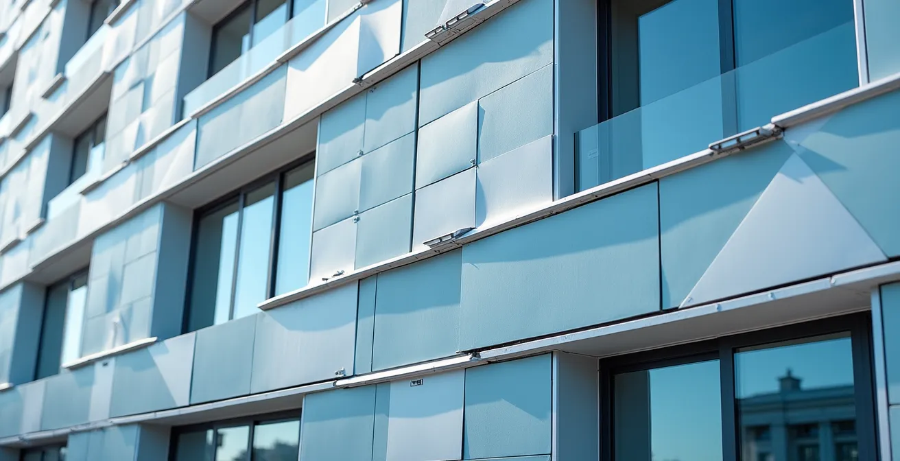 Bâtiment moderne avec systèmes énergétiques performants