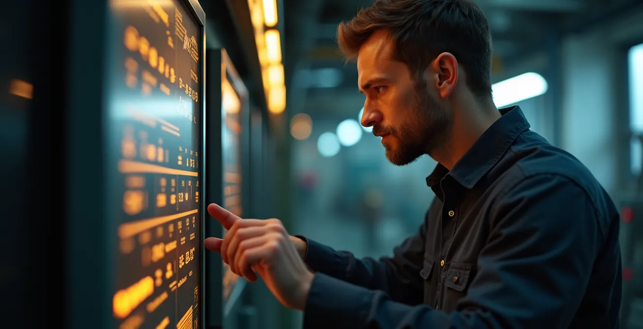 Opérateur supervisant un système de pilotage énergétique industriel optimisé