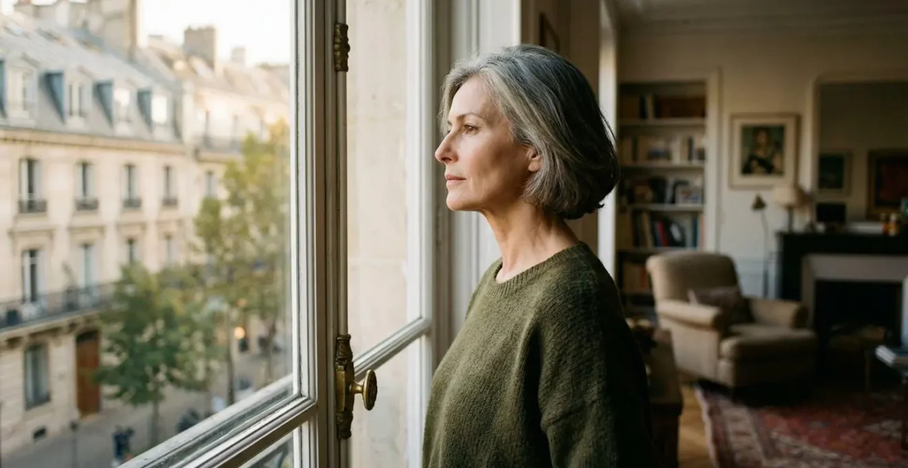 Femme élégante vue de profil dans un intérieur lumineux, la lumière naturelle soulignant les contours de son visage